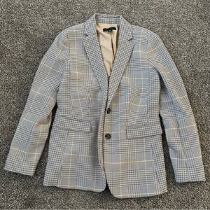 Ann Taylor Black and Tan Checkered Houndstooth Blazer